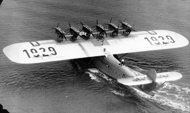 The Dornier Do X seaplane taxies on the water during its visit to the U.S. in 1931-32. Source