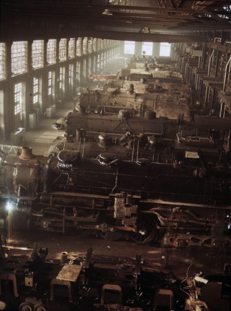 The locomotive shop of the Chicago & North Western Railroad.