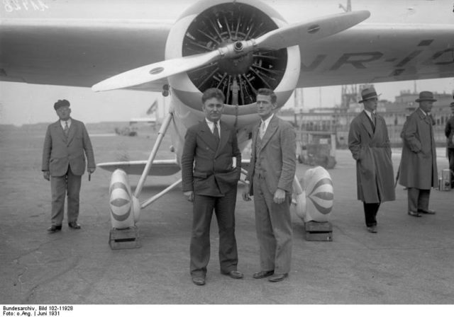 Wiley Post with Gatty in Germany, 1931
