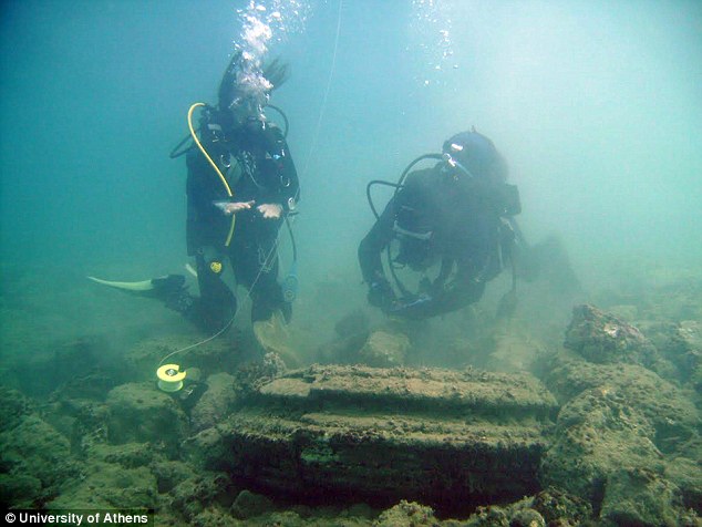 A group of snorkelers reported finding a 'lost city' of mysterious stone columns and courtyards under the sea off the coast of the Greek holiday island of Zakynthos in 2013.Source: University of Athens 