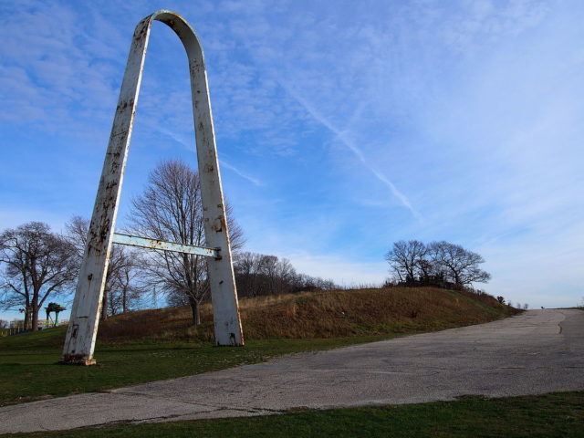 An arch from the amusement park remains in the State Park. Source
