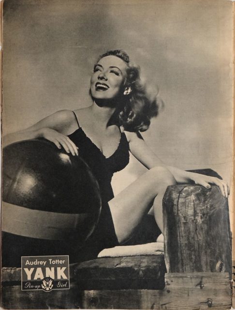 Audrey Totter pin-up from Yank, The Army Weekly, August 1945 Source