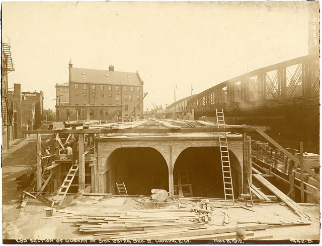 End section of subway at stations 23 and 20, section 2, looking easterly.