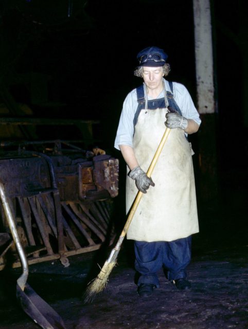 Mrs. Elibia Siematter, a sweeper at the roundhouse.