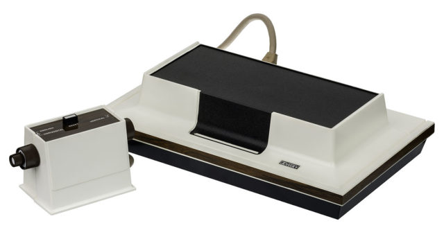 The Magnavox Odyssey, the very first video game console, released in 1972. Source