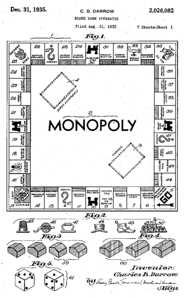 The original Monopoly board patent