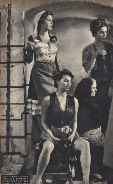  Sophia Loren and Lise Bourdin in Comacchio, in the set of the Italian film La donna del fiumeSource
