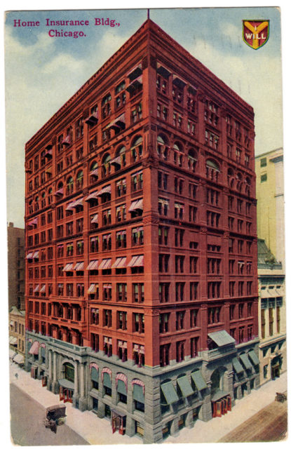 Postcard of Home Insurance Building. Source jasonwoodhead23/flickr