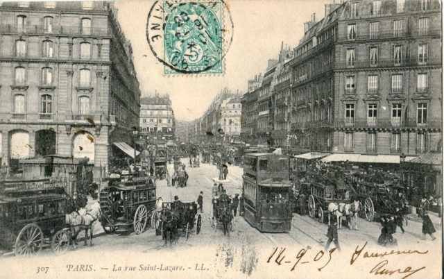 old postcard - Rue Saint -Lazare Source