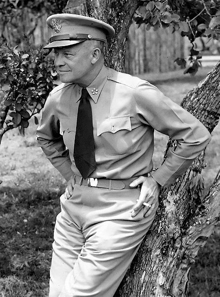 Gen. Dwight D. Eisenhower resting and possibly thinking of Italian cuisine. Source