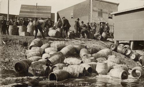 A liquor raid in 1925, in Elk Lake, Ontario Source