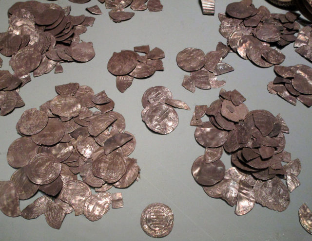 Closeup of silver coins from hoard No 2.Source