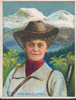 Hassan Cigatette Trading card showing Annie Smith Peck.Source