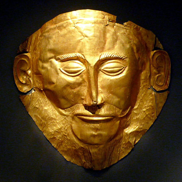 The Death mask of Agamemnon Source:By Xuan Che - Self-photographed (Flickr), 20 December 2010, CC BY 2.0, https://commons.wikimedia.org/w/index.php?curid=15165017