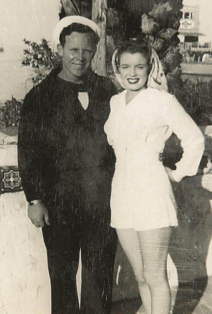 Monroe and first husband James Dougherty, c. 1943–1944. Source: Wikipedia/Public Domain