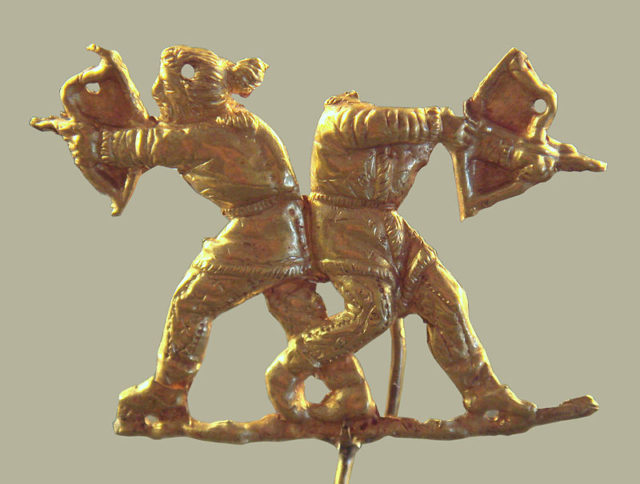 Scythians shooting with bows, Kerch (antique Panticapeum), Ukraine, 4th century BC. By PHGCOM - Own work, photographed at Musée du Louvre, CC BY-SA 3.0, https://commons.wikimedia.org/w/index.php?curid=9477673