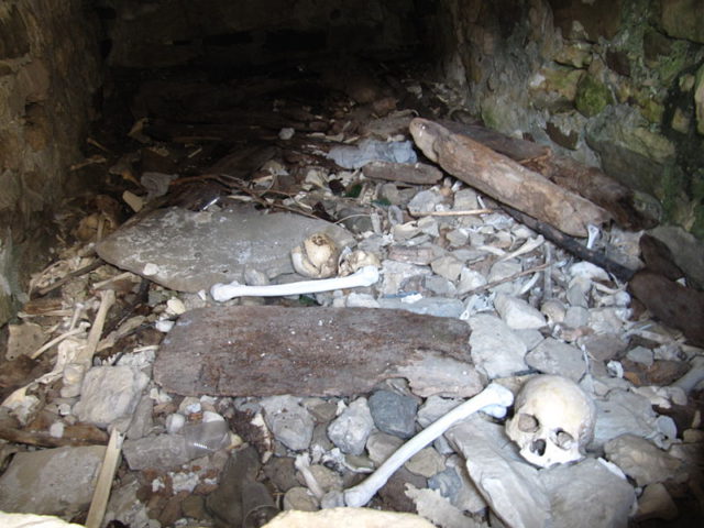 Skeletons inside Dargavs Crypt. Source