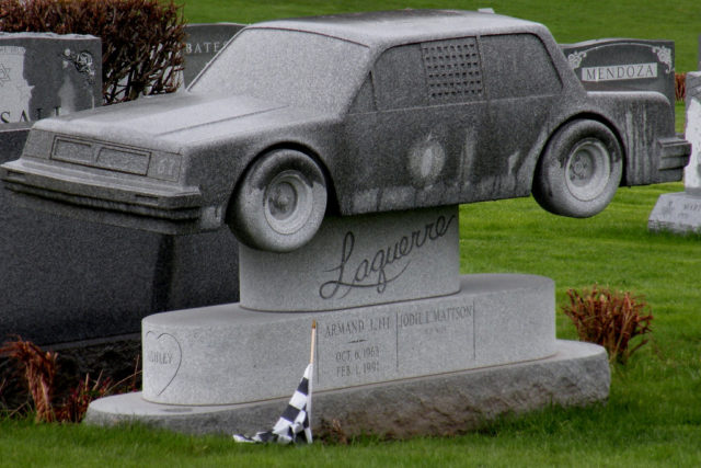 This half-size replica of a race car #61 celebrates local driver Joey Laquerre, Jr, who died in a 1991 snowmobile mishap. By 826 PARANORMAL/Flickr/CC BY 2.0