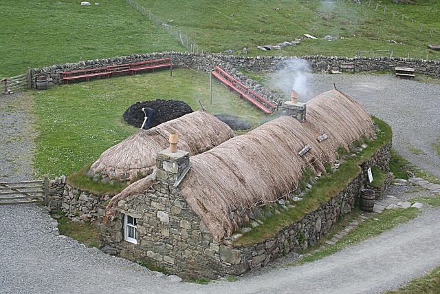 This is the house which has been set out as a museum. Inside it is a peat fire, which is kept going all day. Source