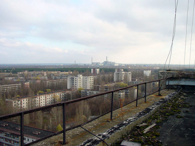 View of Chernobyl taken from Pripyat