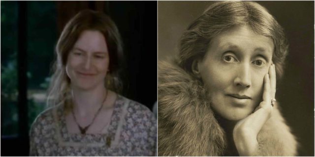 Left photo - Nicole Kidman playing Virginia Woolf in "The Hours". Source: YouTube. Right photo - Virginia Woolf. Wikipedia/Public Domain