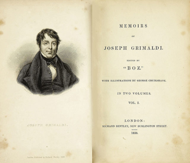 Grimaldi's Memoirs, edited by Charles Dickens. Wikipedia/Public Domain