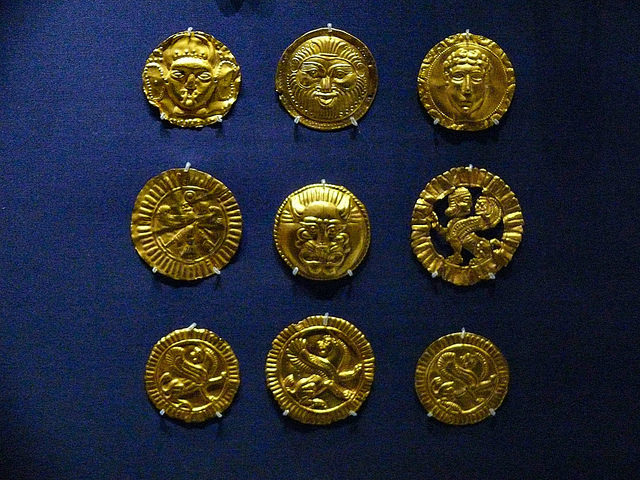 Achaemenid period gold artifacts, medallions or religious objects. Image by - dynamosquito. Flickr.CC BY-SA 2.0
