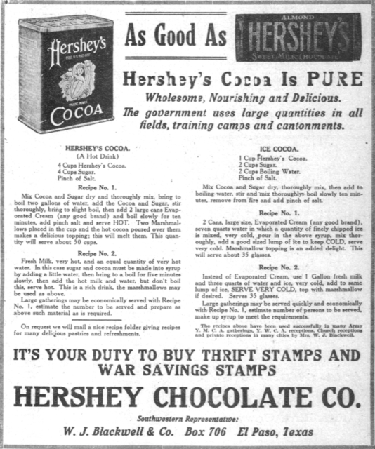 Hershey's Cocoa ad from 1918. Wikipedia/Public Domain