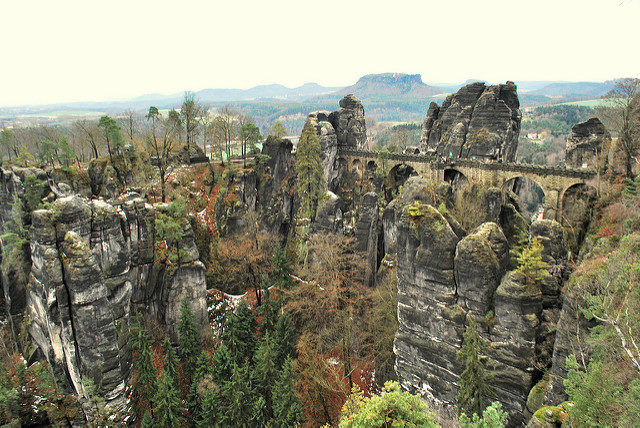In 1938 the Bastei became the first nature reserve in the Elbe Sandstone Mountains. Photo Credit