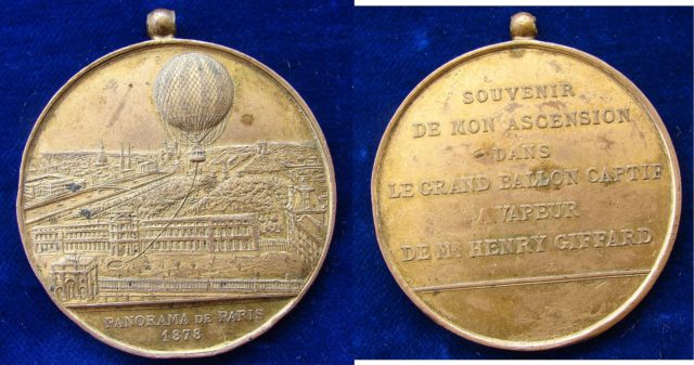 Medal of Giffard's ballon over Paris in 1878. Image by- Berlin-George -Own work, CC BY-SA 3.0