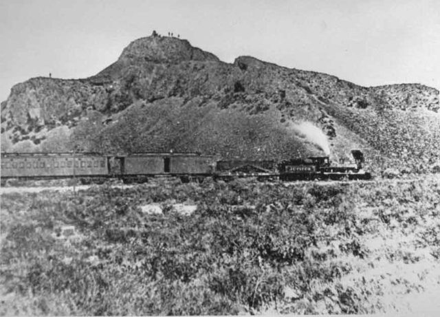The Jupiter leads the train that carried Leland Stanford, one of the “Big Four“ owners of the Central Pacific Railroad, and other railway officials to the Golden Spike Ceremony. Photo Credit