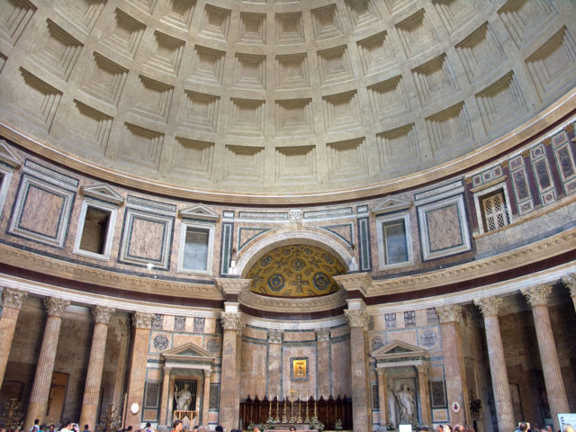 The Pantheon in Rome is an example of Roman concrete construction. By I, Jean-Christophe BENOIST, CC BY 2.5, https://commons.wikimedia.org/w/index.php?curid=2532901