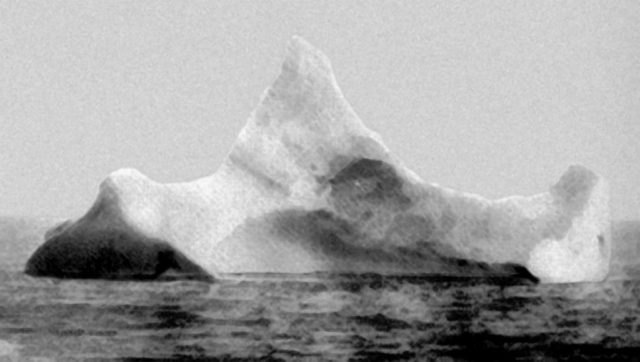 he iceberg thought to have been hit by Titanic Source:Wikipedia/public domain