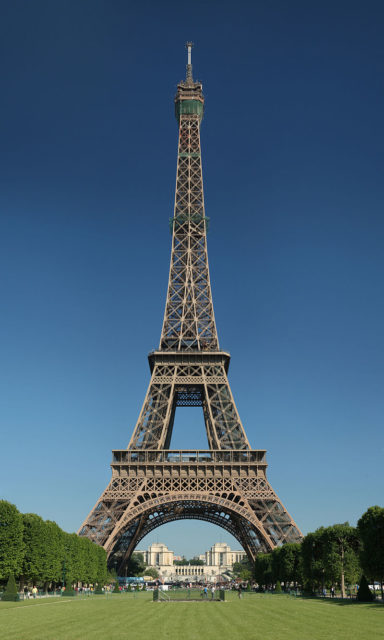 The Eiffel Tower seen from the Champ de Mars. Photo credit