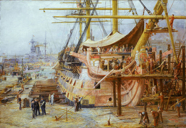 Restoring HMS Victory (William Lionel Wyllie, 1925)