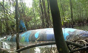 A narco-submarine seized in Ecuador in July 2010