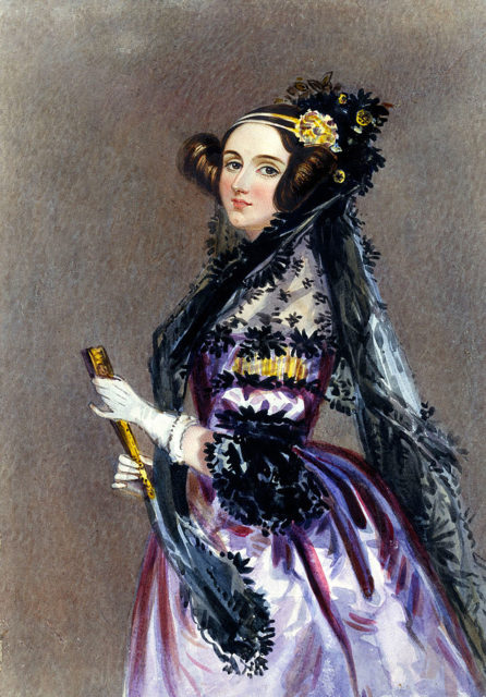 Watercolor portrait of Ada King, Countess of Lovelace
