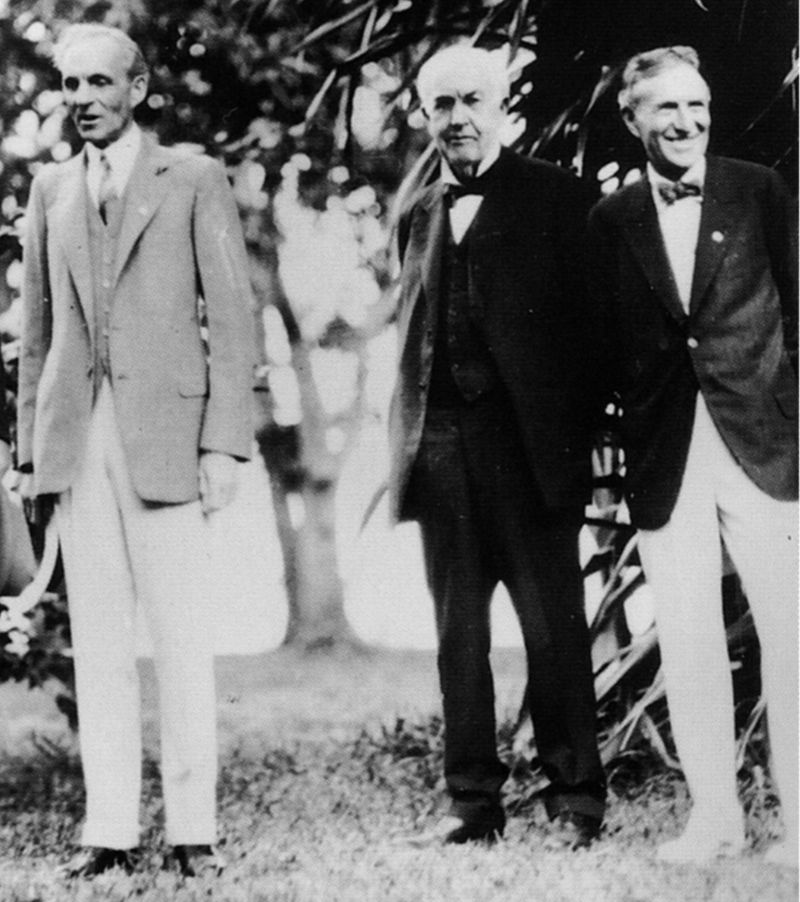 Henry Ford with Thomas Edison and Harvey Firestone