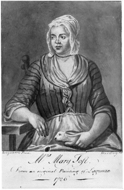 Mary Toft, in an engraving based on a painting by John Laguerre in 1726