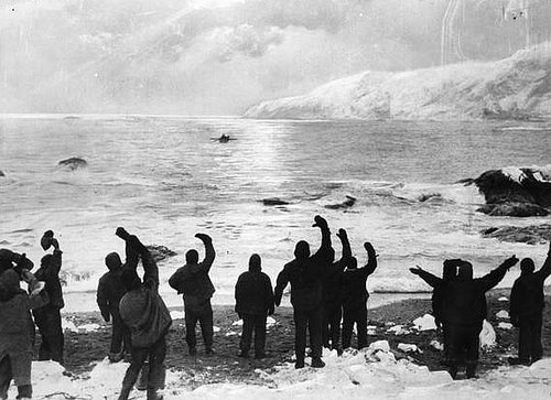 "All Safe, All Well", allegedly depicting Shackleton's return to Elephant Island, August 1916.