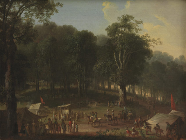 C.A. Lorentzen (1746-1828), group of perormers at Dyrehavsbakken place, about 1800