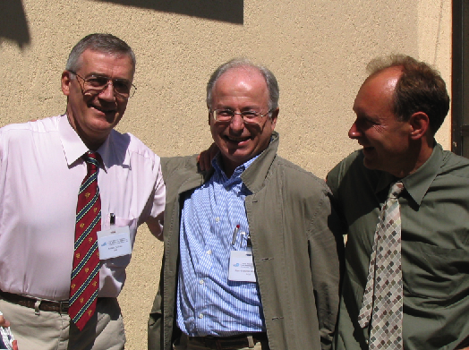 Robert Cailliau, Jean-François Abramatic and Tim Berners-Lee at the 10th anniversary of the WWW Consortium.