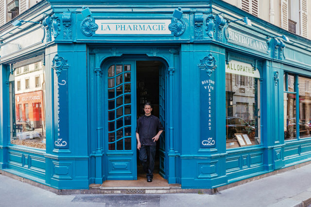 Chef Christophe Duparay in front of his restaurant
