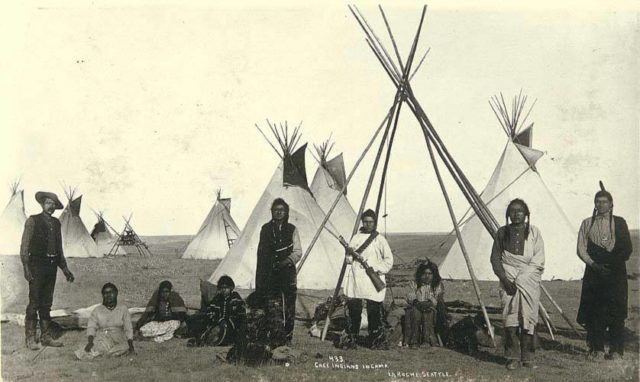 Cree Indians in camp