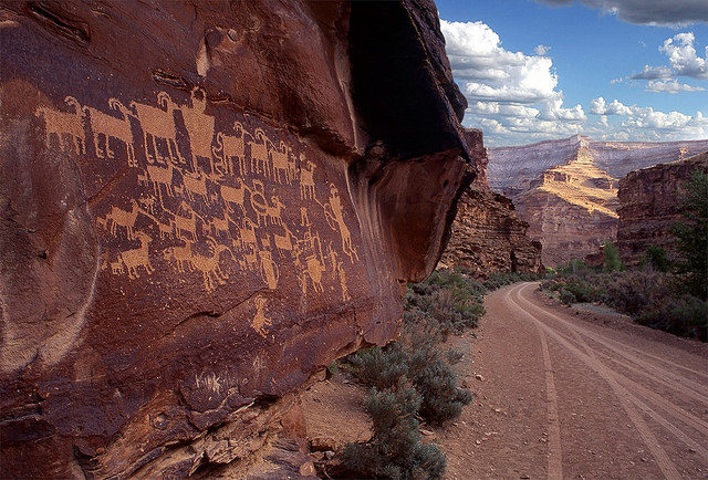 Hunt scene petroglyph along Nine Mile Canyon. Photo Credit