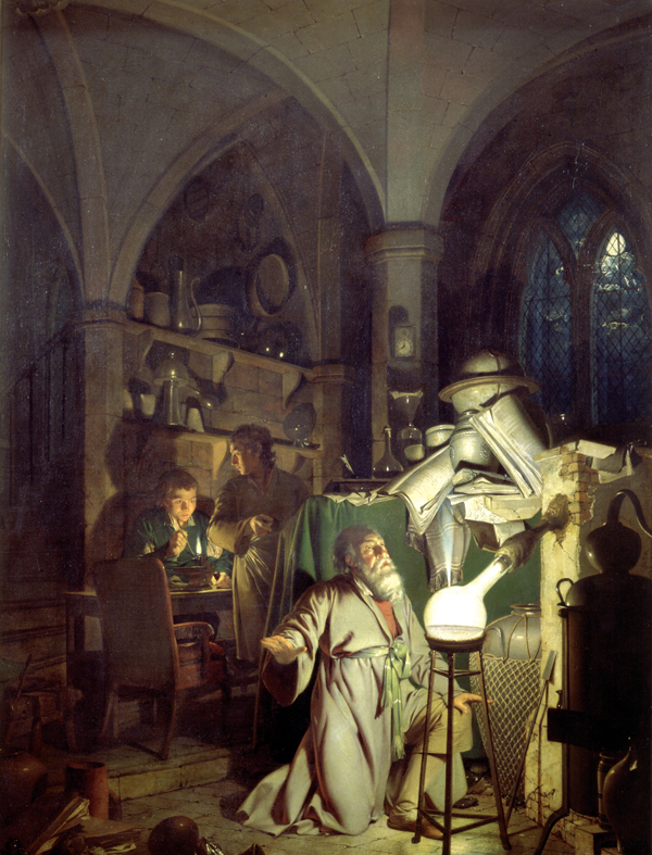 The Alchymist, in Search of the Philosopher's Stone by Joseph Wright of Derby, 1771.