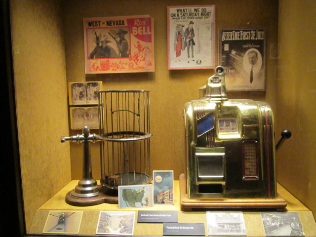 Mob Museum exhibit showing an early slot machine. Photo Credit