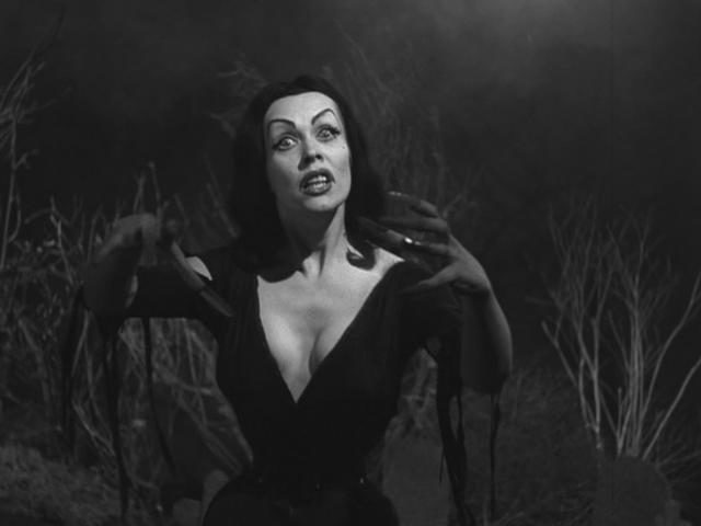 Film: Plan 9 from Outer Space (1959) Director: en:Ed Wood, Jr. Actor Portrayed: en:Maila Nurmi Licensing The original 1959 version of this film is public domain, although there may be a copyright on the musical score