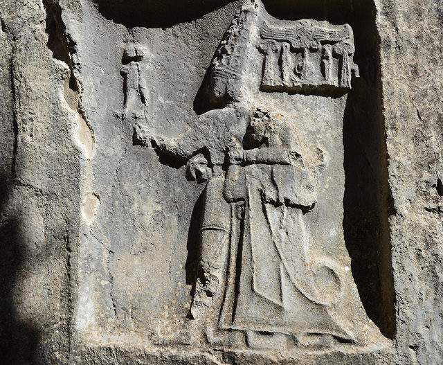 Rock carving in Chamber B depicting god Sharruma and King Tudhaliya dated to around 1250 - 1220 BC. Photo Credit