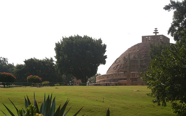 The original brick stupa was later covered with stone during the Shunga period. Photo Credit